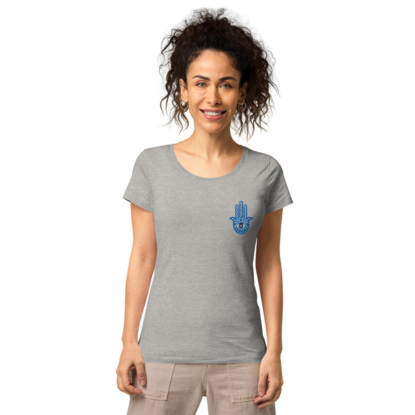 Women’s embroidered organic t-shirt - Evil Eye